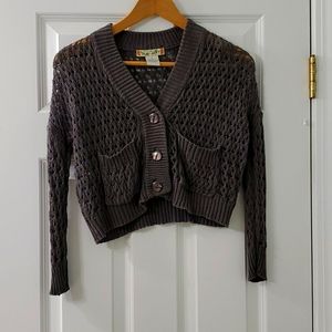 Crochet Gray Crop Sweater